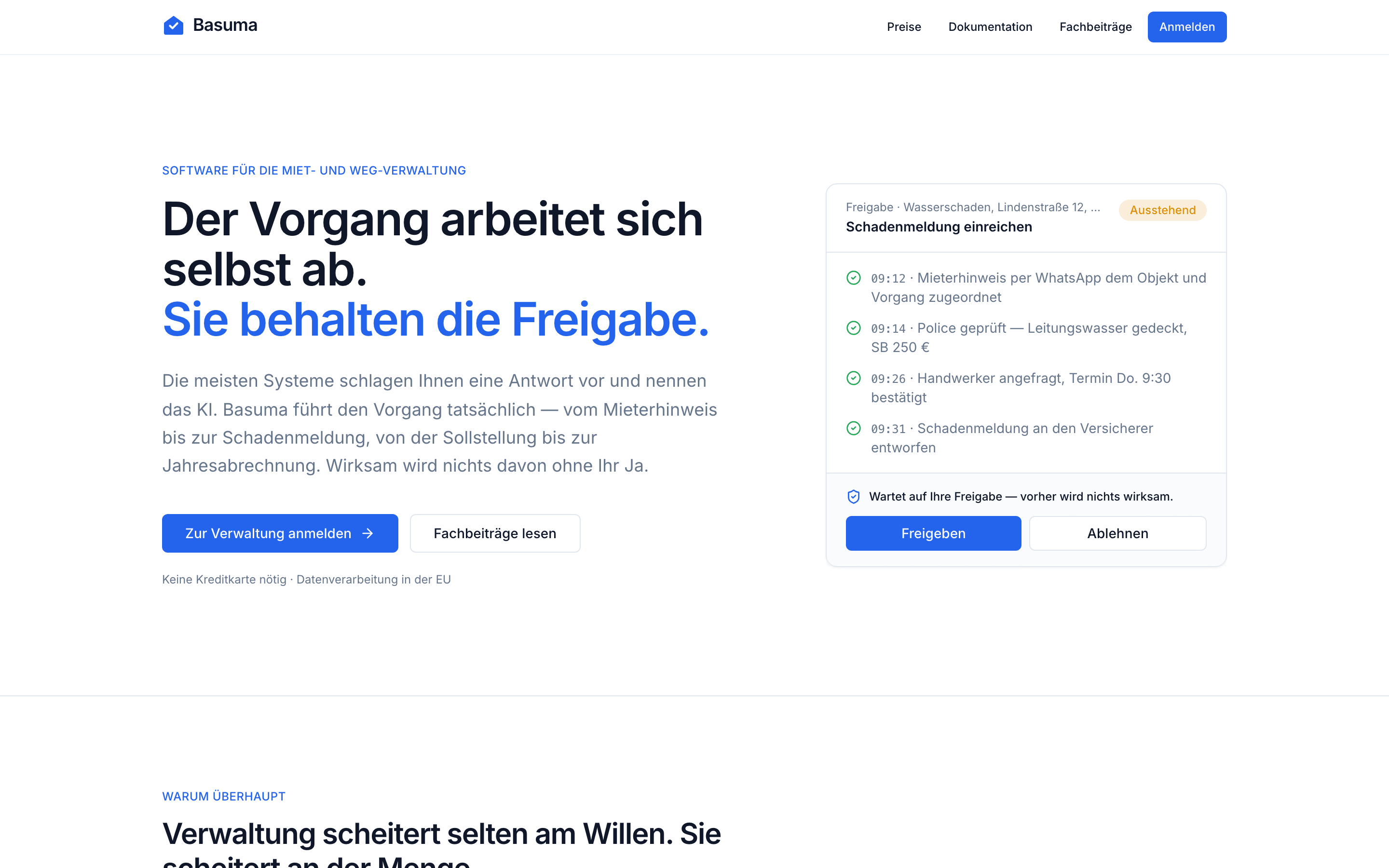 Screenshot der Website Basuma