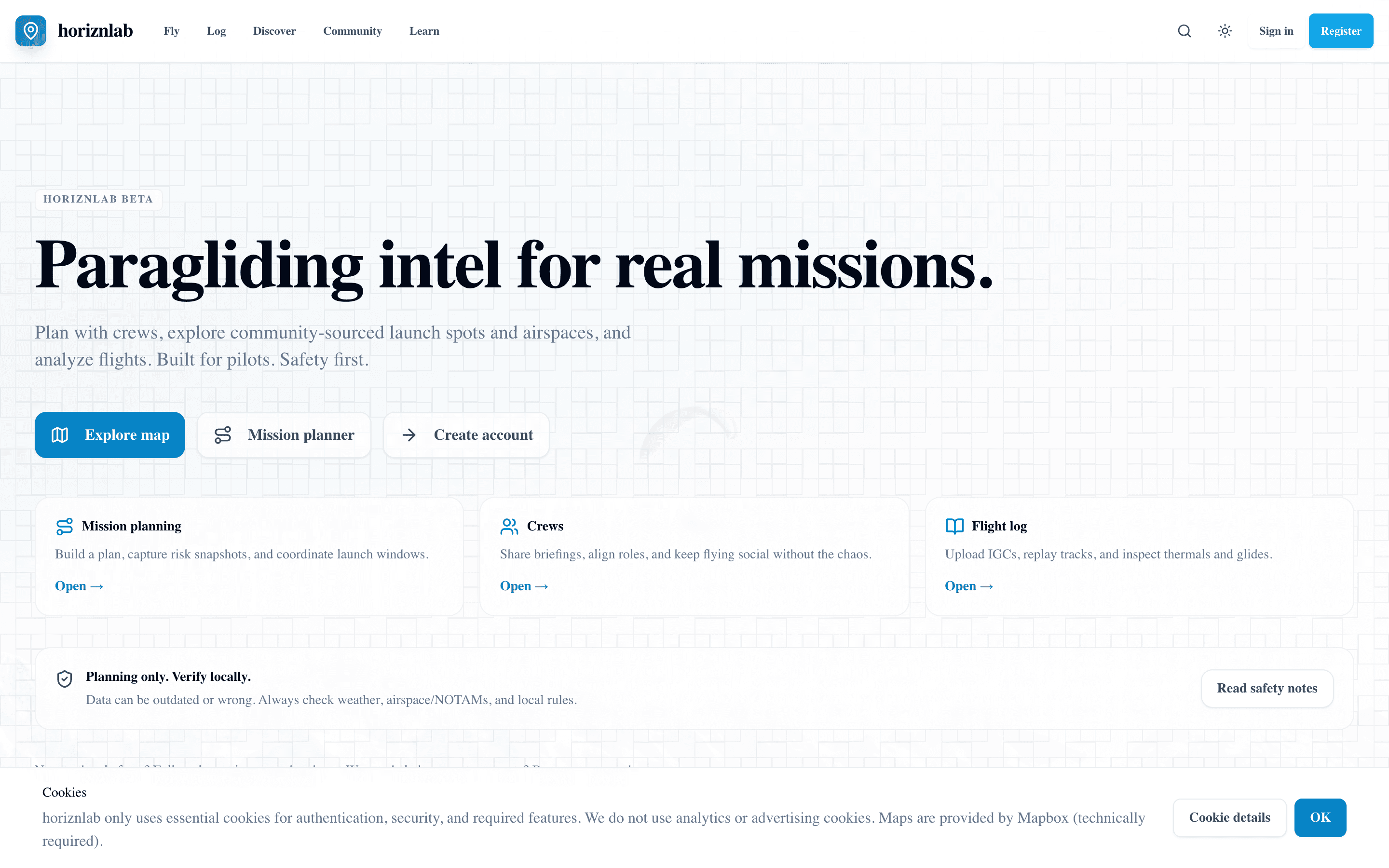 Screenshot der Website horiznlab