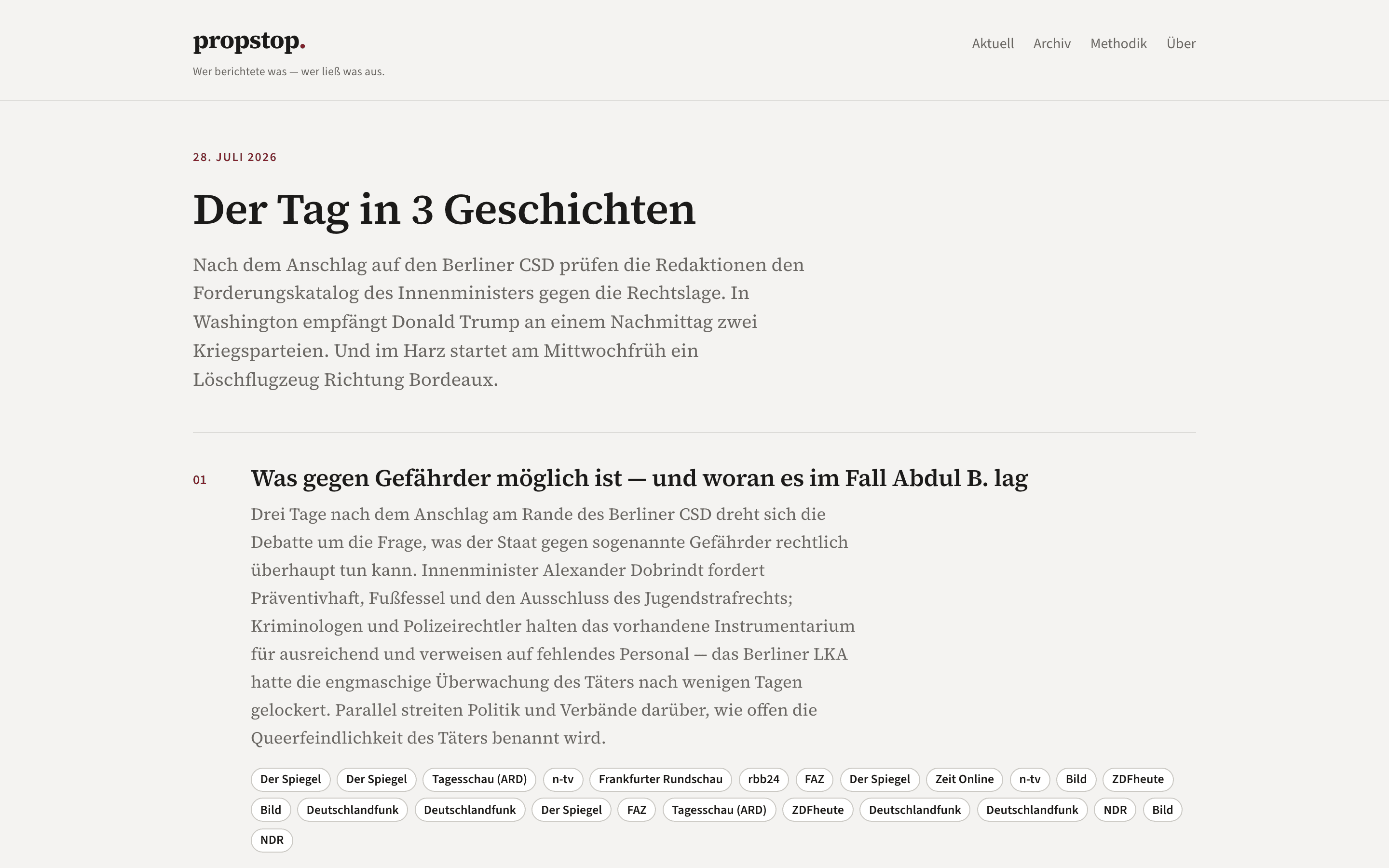 Screenshot der Website propstop